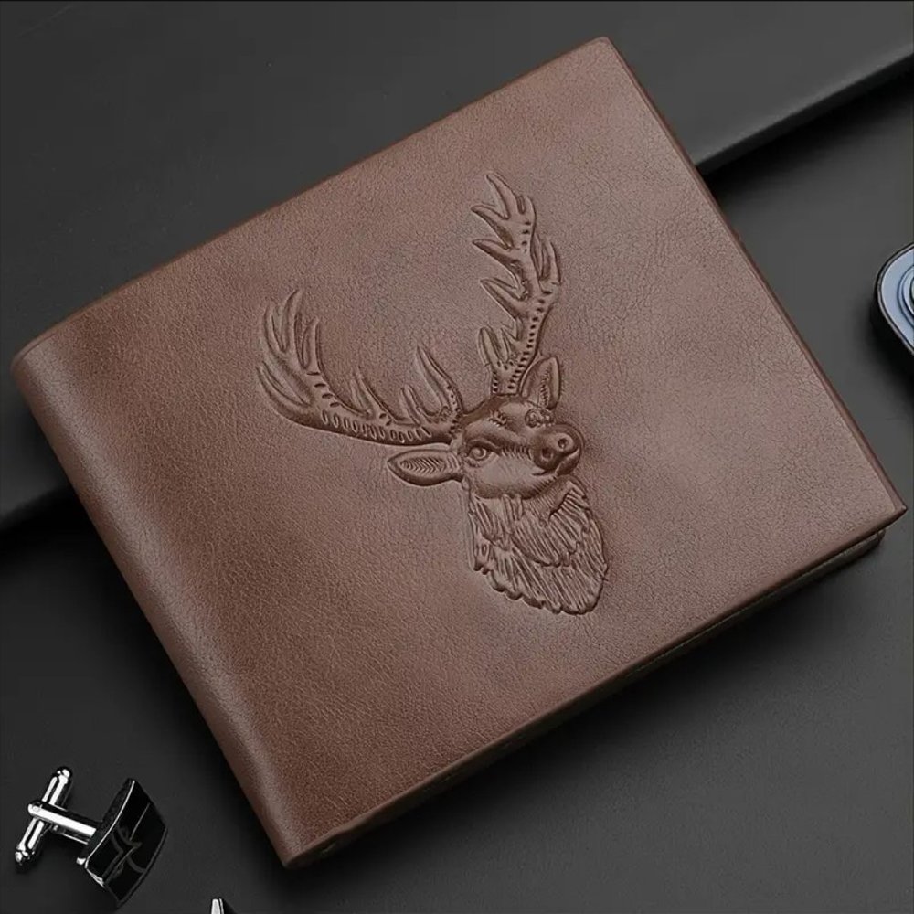 Deer, Buck Brown Wallet - RFID Blocking, Credit Card ID, Bifold, Hunting, Nature - Picture 1 of 6
